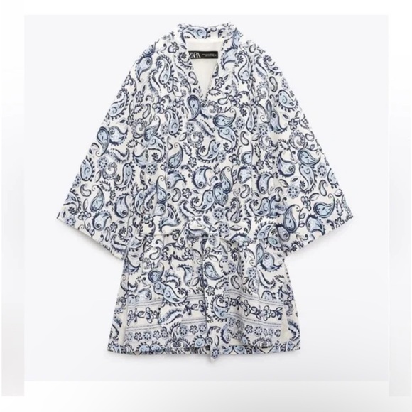 NWT Zara Linen Blend Kimono Jacket Paisley print Sz XS-S - Picture 10 of 11